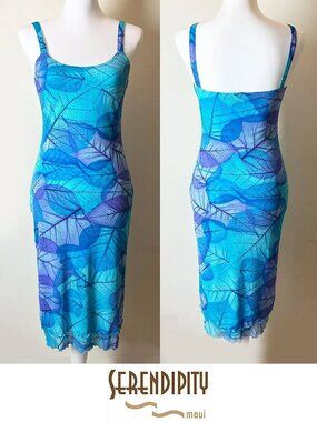 Serendipity Maui Sundress | Abstract Aqua Floral Print | Size S | EUC